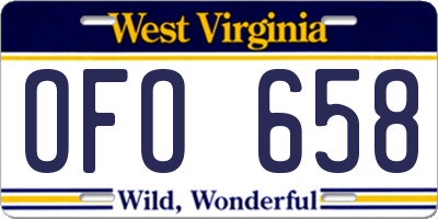 WV license plate OFO658