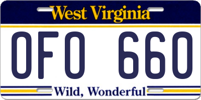 WV license plate OFO660