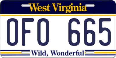 WV license plate OFO665
