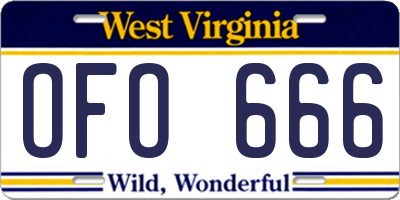 WV license plate OFO666