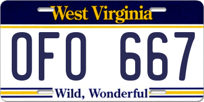 WV license plate OFO667