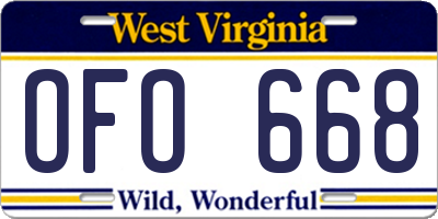 WV license plate OFO668