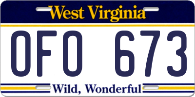 WV license plate OFO673