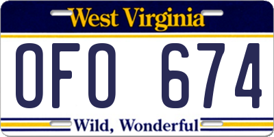 WV license plate OFO674