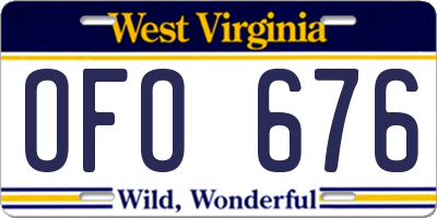 WV license plate OFO676