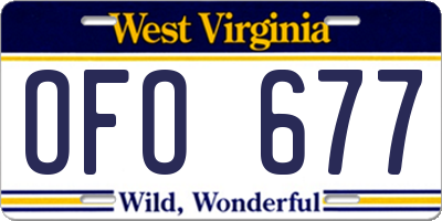 WV license plate OFO677