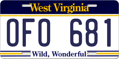 WV license plate OFO681