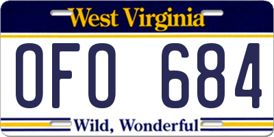 WV license plate OFO684