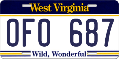 WV license plate OFO687