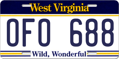 WV license plate OFO688