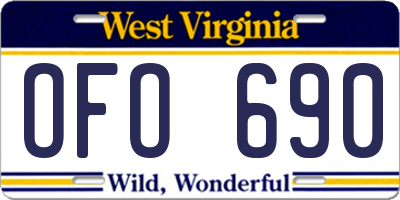 WV license plate OFO690