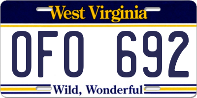 WV license plate OFO692