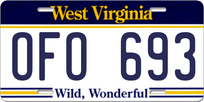 WV license plate OFO693