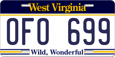 WV license plate OFO699