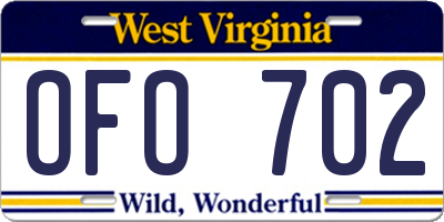 WV license plate OFO702