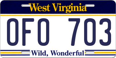 WV license plate OFO703