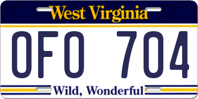 WV license plate OFO704