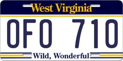 WV license plate OFO710