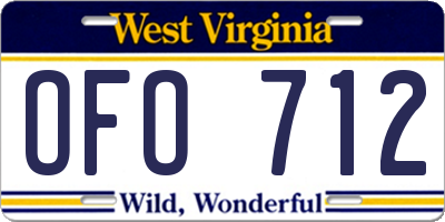 WV license plate OFO712
