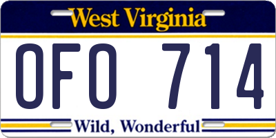 WV license plate OFO714