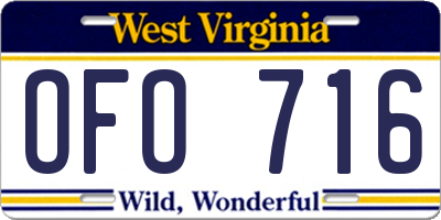 WV license plate OFO716