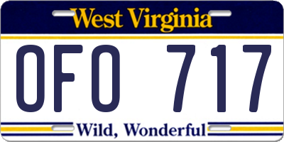 WV license plate OFO717