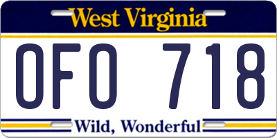 WV license plate OFO718