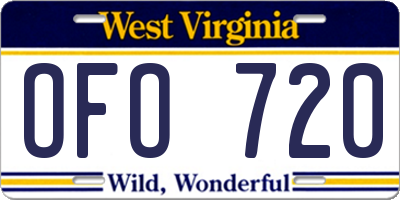 WV license plate OFO720