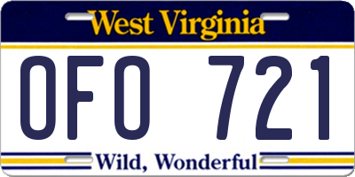 WV license plate OFO721