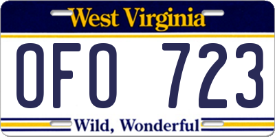 WV license plate OFO723