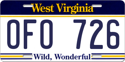 WV license plate OFO726