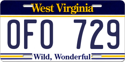 WV license plate OFO729