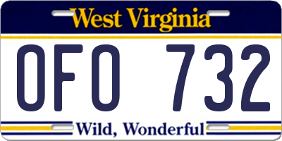 WV license plate OFO732