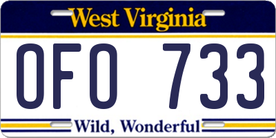 WV license plate OFO733
