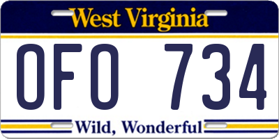 WV license plate OFO734