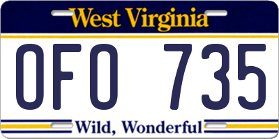 WV license plate OFO735