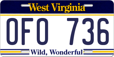 WV license plate OFO736