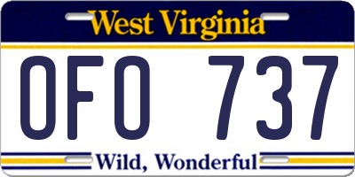 WV license plate OFO737