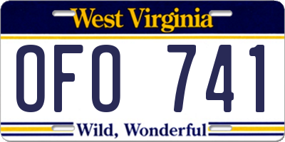 WV license plate OFO741