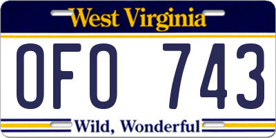 WV license plate OFO743