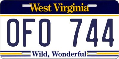 WV license plate OFO744
