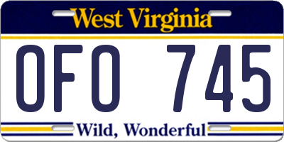 WV license plate OFO745