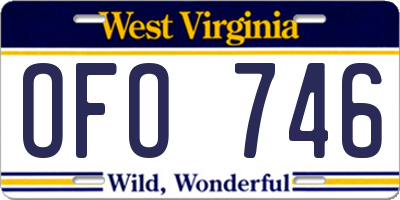 WV license plate OFO746