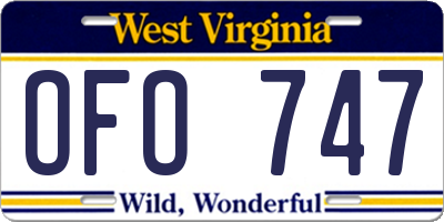WV license plate OFO747