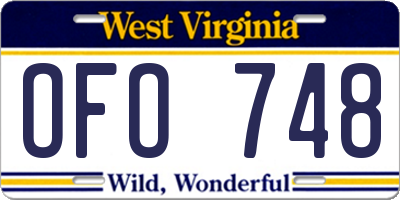 WV license plate OFO748