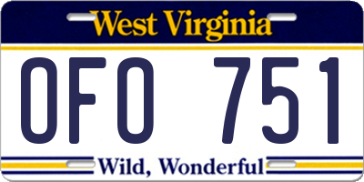 WV license plate OFO751