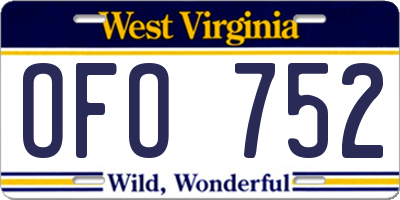 WV license plate OFO752