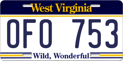 WV license plate OFO753