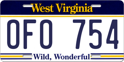 WV license plate OFO754