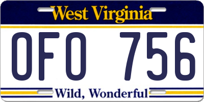 WV license plate OFO756